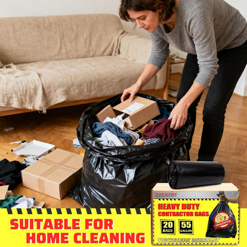Zokaitwy 55-60 20 Count, 2 Packing Gallon Trash Bags Mil Heavy Duty Trash Bags, Durable & Tear-Resistant Trash Can
