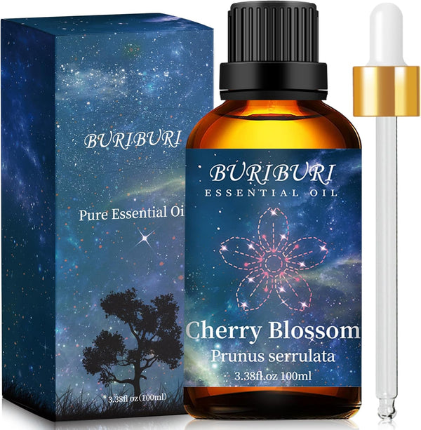 BURIBURI Cherry Blossom Essential Oil - 100ML - 100% Pure Oil for Aromatherapy, Candle & Soap Making