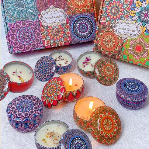 Scented Candles, Blue Wind Chimes Aromatherapy Candles for Home, Long Burn Scented Candles with Lid, Sustainable Use