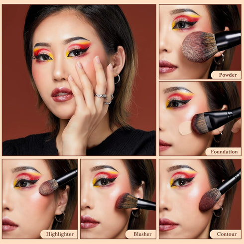 Jessup Large Face Makeup Brushes 5pcs, Premium Synthetic Foundation, Powder, Contour, Blusher, Highlighter Brush
