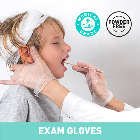 Medium,100 Counts/Box OKIAAS Disposable Gloves M, Food Safe | Latex-Free and Powder-Free Clear Vinyl Gloves