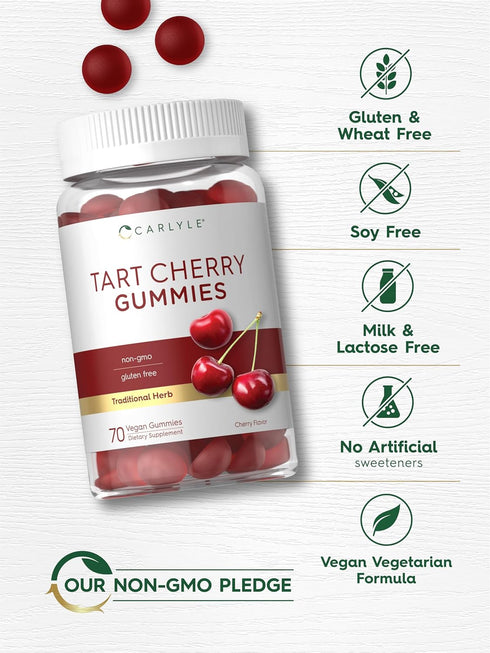 Carlyle Tart Cherry Gummies | 2000mg | 70 Count | Vegan, Non-GMO Cherry Flavor Supplement