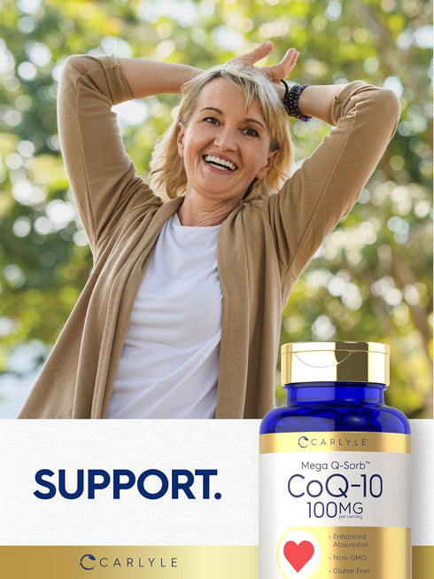Carlyle CoQ10 100mg | 240 Softgels | Mega Q-Sorb Coenzyme Q-10 with Black Pepper Extract | Non-GMO, Gluten Free