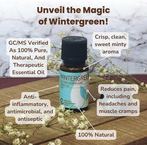 Rocky Mountain Oils Wintergreen Essential Oil 15 ml - Pure and Natural for Aromatherapy and Diffuser Use.