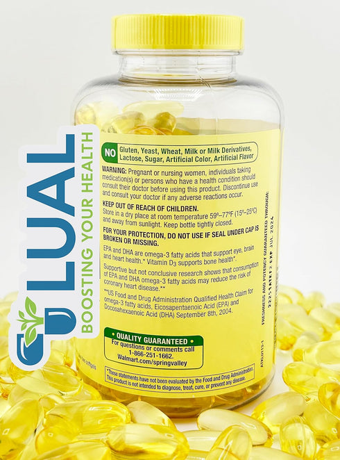 Lual's 45 Diabetes Decoded Bundle with Spring Valley Omega-3 from Fish Oil 2000 mg, 120 Count