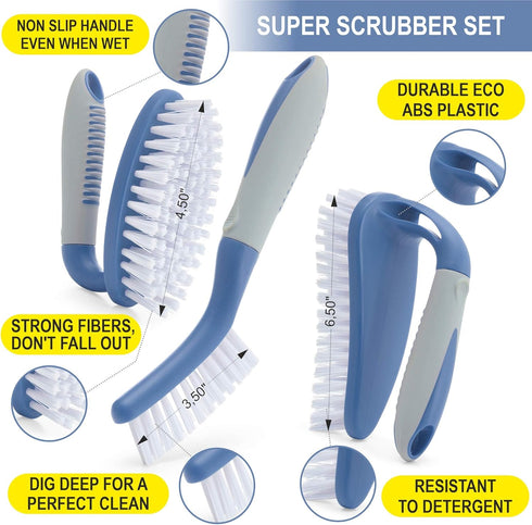 Set 3pcs Scrub Brush of - Cleaning Shower Scrubber with Ergonomic Handle and Durable Bristles - Grout Cleaner Brush