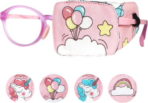 Cotton & Silk Left Eye Patch for Kids Glasses (Left Eye, Balloon)
