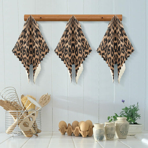 senya 6 Pack Dish Cloths - Reusable Kitchen Hand Towels with Cheeteh Leopard Print