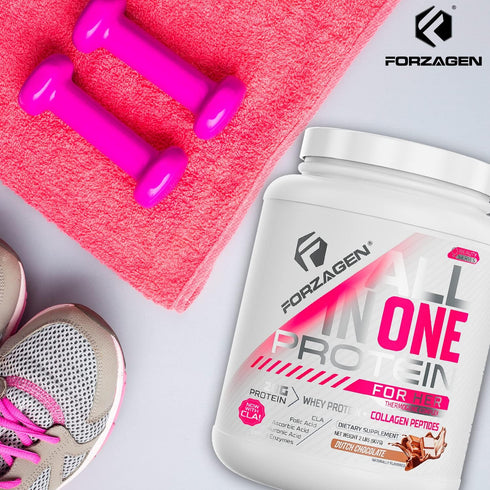 Forzagen All in One Protein for Her, Women’s Protein Powder with Multi Collagen Peptides, Dutch Chocolate, 30+ Servings