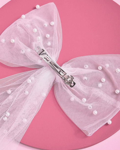 xo, Fetti Bachelorette Party Decorations, Pearl White Hair Bow - Bride to Be, Bridal Shower Gift