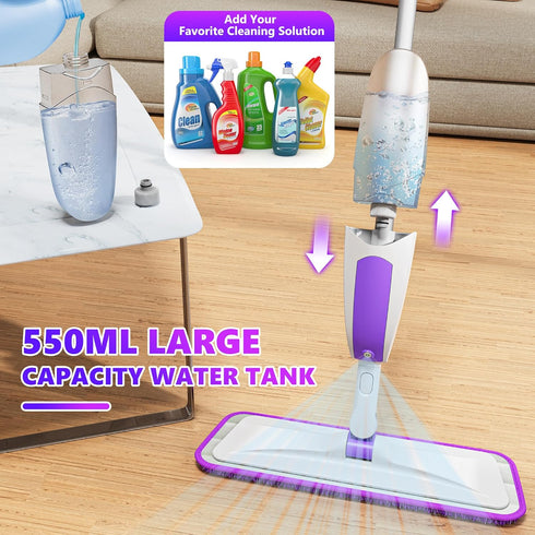 SEVENMAX Microfiber Spray Mops for Floor Cleaning - 3 Washable Pads for Swiffer Powermop