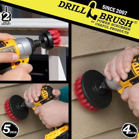 Outdoor Cleaning Supplies - Stiff Bristle Scrubber Kit, Fountain, Concrete, Stone, Brick, Patio, Deck Brushes