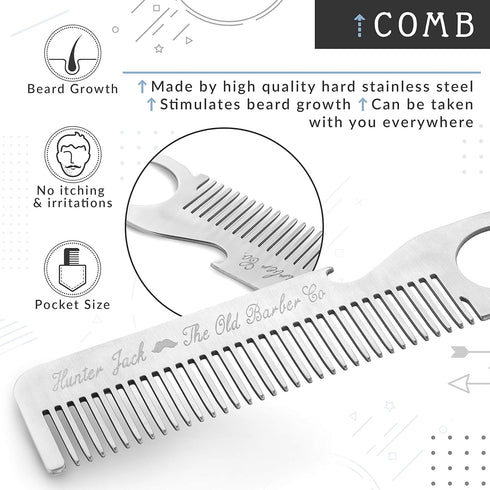 Straight Razor Kit - Complete Kit for Men with Beard Scissors & Metal Comb, Premium Polished Stainless Steel, 10 Extra