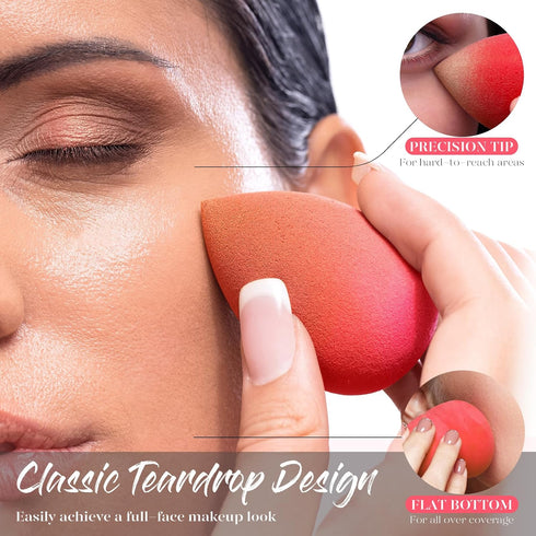 Makeup Sponge Set BEAKEY 5 Pack Micro Porous Low Absorption Soft Latex Free Foundation Beauty Sponges