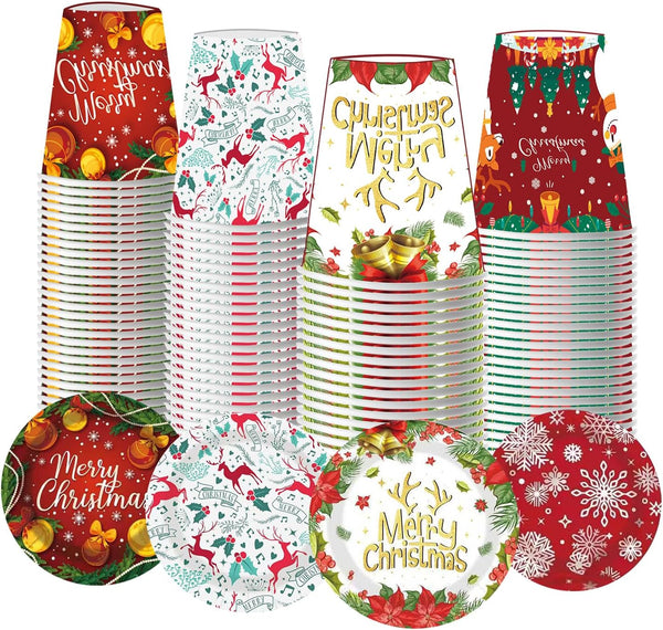LNwnmyyg 40 Pack Christmas Disposable Cups 9 oz Christmas Paper Cups Party Supplies