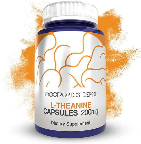 Nootropics Depot L-Theanine Capsules 200mg (90 Count) | Amino Acid Supplement for Relaxation, Stress, Sleep & Focus