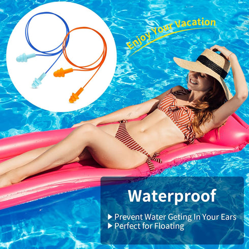 Ear Plugs for Swimming, Soft Silicone Ear Plugs for Sleeping, Noise Cancelling, Reusable, 6 Pairs for Protection