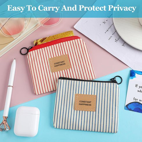 Minatee 2 Packet, 4.7 3.6 Inch Pcs Birth Control Pill x Canvas Wallet Pill Holder Sleeve Pouch with Zipper for Card