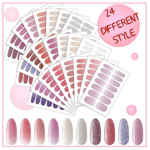 Maitys 336 Pieces Nail Polish Strips Stickers - 24 Sheets Full Wrap Self Adhesive Gel Nail Strips Art Decals for Women