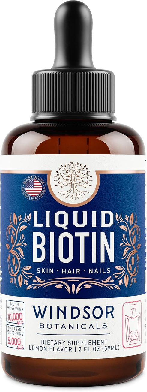 Liquid Biotin for Hair Growth, 10,000mcg Collagen 5,000mcg, Extra Strength Liquid Drops for Women, 2oz