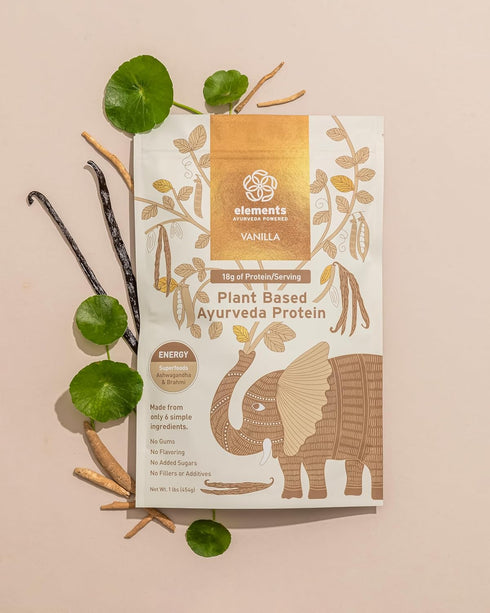 Elements Plant Based Vegan Vanilla Protein Powder - 1lb Meal Replacement Shake from Organic Yellow Peas & Vanilla Bean