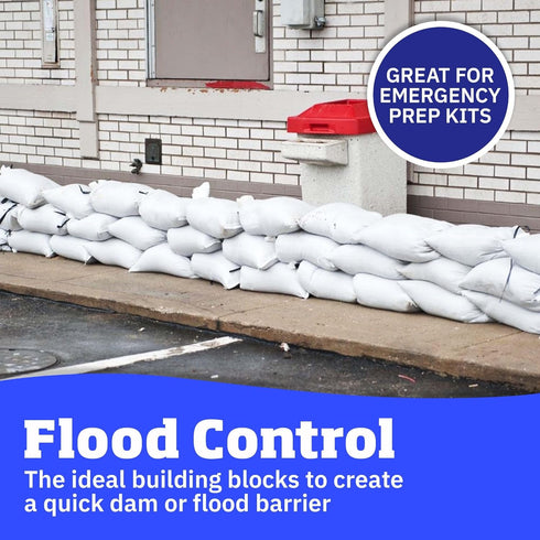 DURASACK Large Heavy Duty Sand Bags, 10 Count, 50 lbs Capacity, 18x30 inches, White, UV Protection for Flood Control