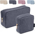 MAGEFY 2 Pcs Corduroy Makeup Bag Set, Mini Big Travel Pouch with Slip-in Pockets, Eco-Friendly, Black