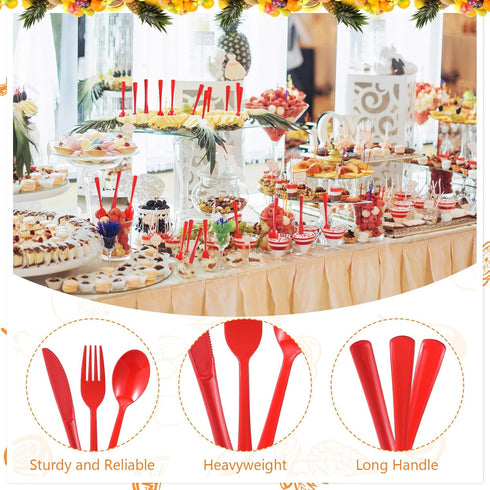 wlilupah 240 Set 80 80 80 Disposable Plastic Cutlery Forks and Spoons and Knifes for Home Office School Party Picnics