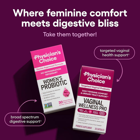 Physician's CHOICE Vaginal Probiotics for Women - Unique with Licorice Root, PH Balance, 6B CFU, 30 CT
