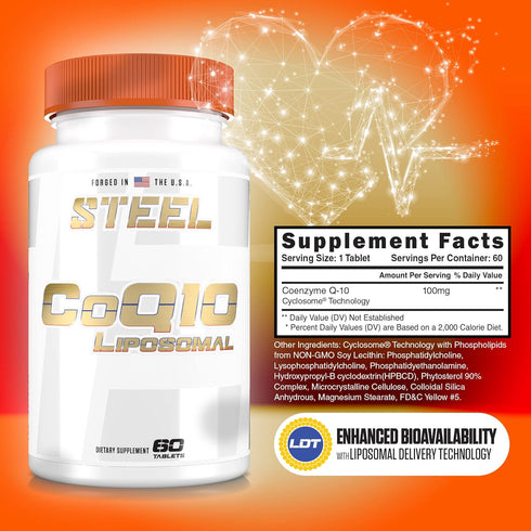 Steel Supplements CoQ10 Liposomal, 100mg, 60 Tablets for Enhanced Absorption