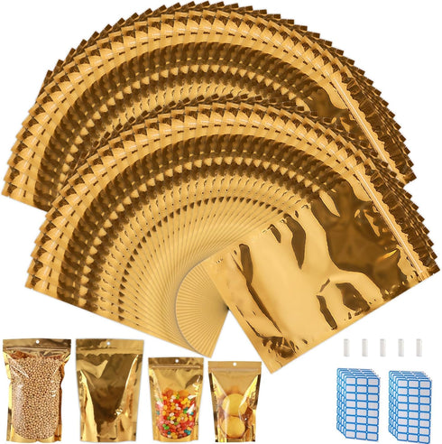 300 Pcs Mylar Bags for Food Storage, 6x9 Mylar Bags with Window, Resealable Smell Proof Bags for Freeze Dried Candy