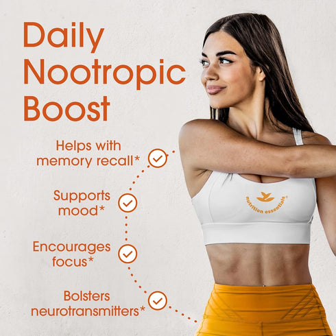 Nutrition Essentials Nootropic Brain Support Supplement, Caffeine-Free Capsules with St. John's Wort & Ginkgo Biloba