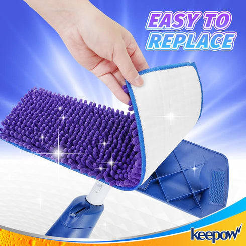 KEEPOW Pet System Microfiber Sweeping Pad for Mop, 18 Inch Washable Cleaning & Dusting Pads, 2 Pack