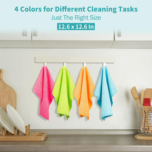 Microfiber Cleaning Cloth, 100 Pack Cleaning Towels, 12.6" x 12.6" Dish Cloths, Lint Free Non-Abrasive Dusting Cloth, Washable Reusable All Purpose Washcloth for Kitchen Car House Office by HOMERHYME