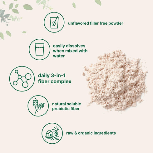 Organic Soluble Prebiotics Fiber Supplement (Inulin, Acacia, Psyllium Husk), 2 Pounds, Vegan