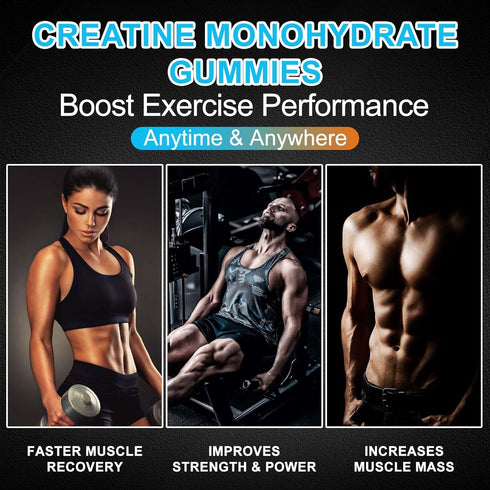Creatine Monohydrate Gummies, 5000mg for Men & Women, 120 CT Chewable, Sugar Free, Vegan, Blueberry Flavor