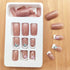 White French Tip Press on Nails Medium Square Fake Nails with Butterfly Lines Design Acrylic Nails Press ons White Nail Tips Full Cover Artificial Cute Glue on Nails for Women Girls 24Pcs