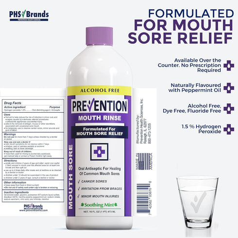 Prevention Mouth Sore Mouth Rinse, Canker Sore Treatment, Oral Pain Relief Mouthwash for Ulcers and Sores,