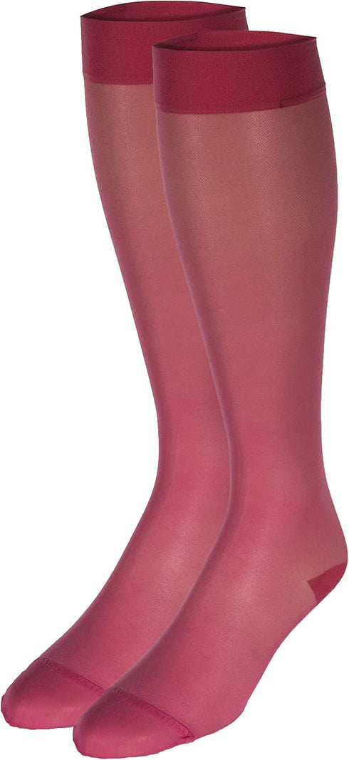 Truform Sheer Compression Stockings, 15-20 mmHg, Women's Knee High, Pink, X-Large