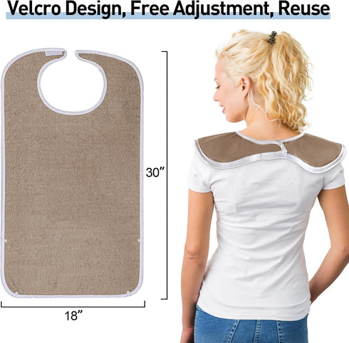 Washable Waterproof Adult Bibs for Men and Women - Clothing Protectors with Debris Trap