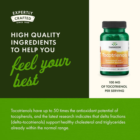 Swanson Double Strength Tocotrienols Antioxidant, 60 Liquid Capsules, 100mg Each