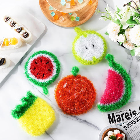 16 Pcs Fruit Dish Scrubber - Non Scratch Reusable Kitchen Scrubber for Dishwashing