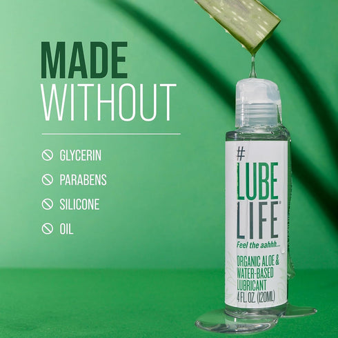 #LubeLife Organic Aloe & Water-Based Personal Lubricant, 4 Ounce, Hypoallergenic, Natural Ingredients