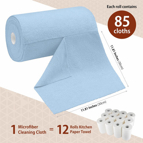 H4N 85 Pack 11.81" 11.81", Microfiber Cleaning Cloth Roll, Micro Fiber Wash Cloths for Car, Tear Away Towels, Ultra