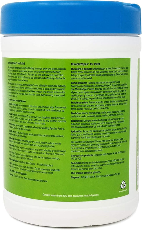MiracleWipes for Paint Prep & Cleanup, 60 Count - Remove Tough Grime, Wet Paint, Caulking, Epoxy from Hands & Tools