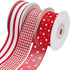 Fabric Ribbons - Red and White Plaid Ribbon for Crafts, 1 Inch Grosgrain Striped Ribbon for Gift Wrapping, 30 Yard