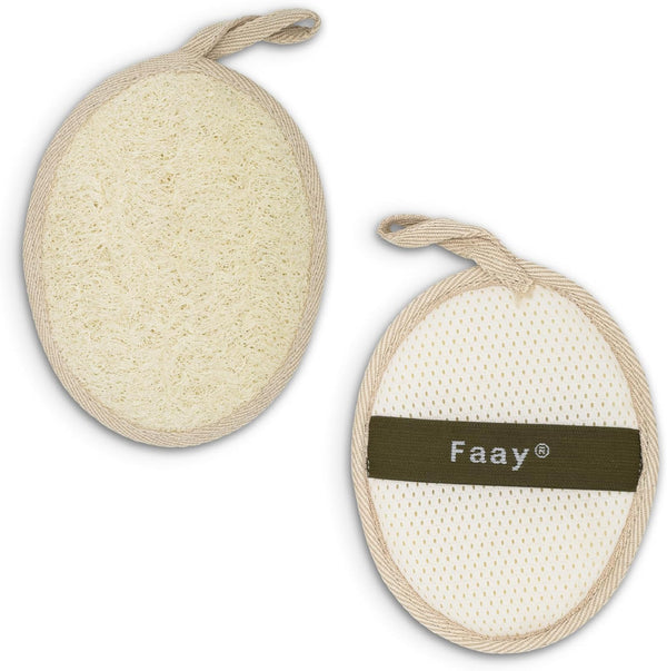 FAAY Soft Loofah Pad for Body Exfoliation, 2 Counts Shower Luffa Sponge for Gentle Spa Treatment at Home