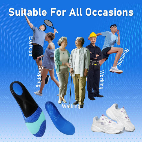 RooRuns Heavy Duty Arch Support Insoles for Men Women, Orthotic Inserts for Flat Feet, Heel Spurs, High Arches,