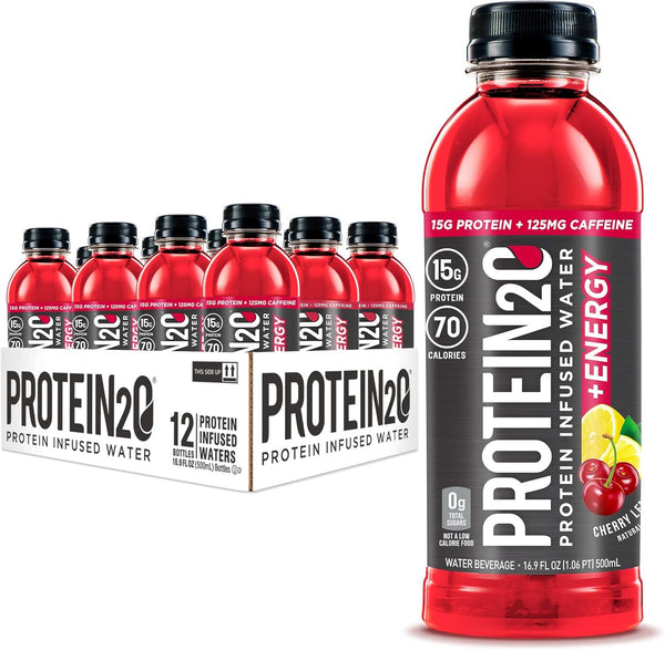 Protein2o 15g Whey Protein Infused Water - Cherry Lemonade, 16.9 oz Bottle (Pack of 12)