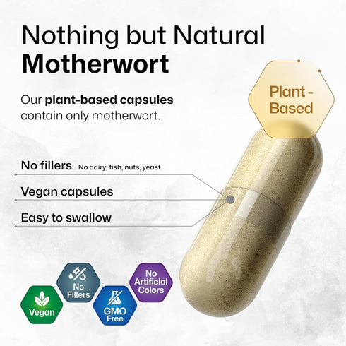BIO KRAUTER Motherwort Capsules 1200 mg - 100 Count, Women’s Support Herb Supplement for Relaxation